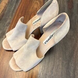 Karl Lagerfeld Beige Open-Toe Heels